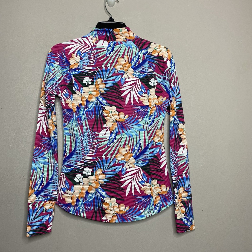 Tommy Bahama Women‎ Sz XS Golf  Tennis  Jacket Floral 1/4 Zip Long Sleeve UPF 50 - Picture 3 of 13